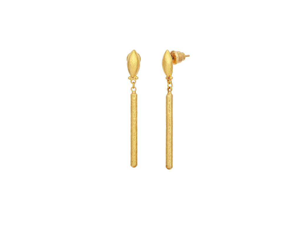 GURHAN, GURHAN Vertigo Gold Single Drop Earrings, Short Linear on Post Top