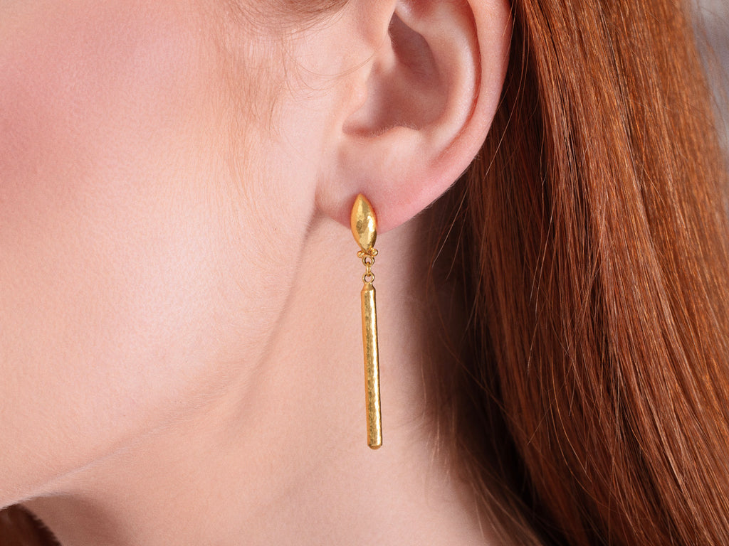 GURHAN, GURHAN Vertigo Gold Single Drop Earrings, Short Linear on Post Top