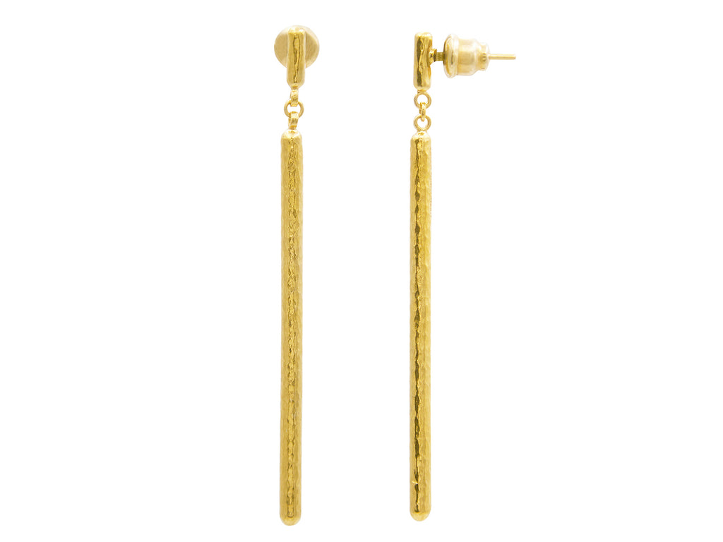 GURHAN, GURHAN Vertigo Gold Single Drop Earrings, Long Linear on Post Top