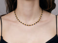 GURHAN, GURHAN Vertigo Gold Single Strand Short Necklace, Gold Tube Beads, Cabochon Sapphire