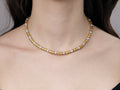 GURHAN, GURHAN Vertigo Gold Single Strand Short Necklace, 5.5mm Smooth Beads, White Gold Pave Stations, Diamond