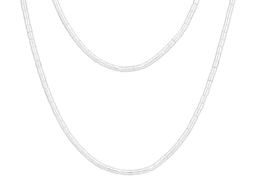 GURHAN, GURHAN Vertigo Sterling Silver Single-Strand Beaded Long Necklace, Small Tube Beads