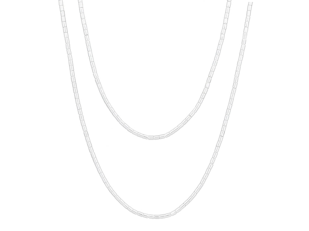 GURHAN, GURHAN Vertigo Sterling Silver Single-Strand Beaded Long Necklace, Small Tube Beads