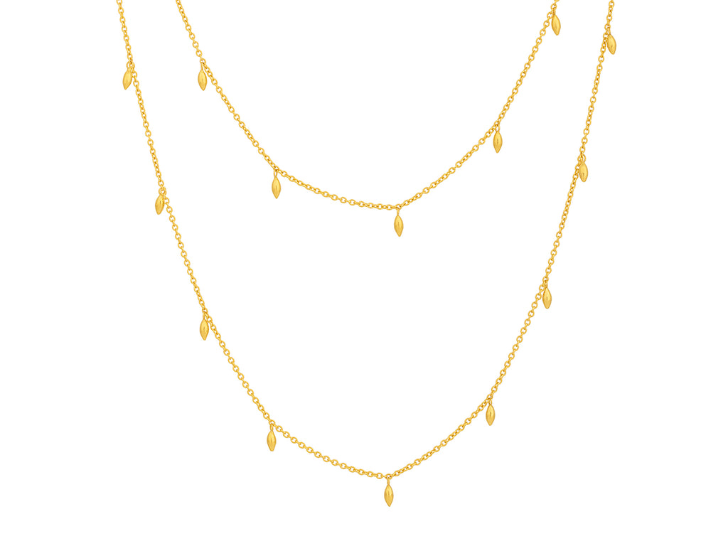 GURHAN, GURHAN Wheat Gold Link Long Necklace, Dangling Wheat