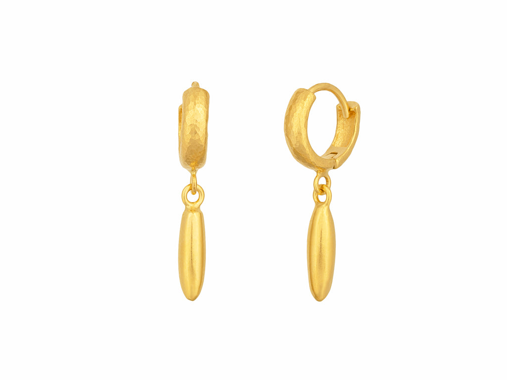 GURHAN, GURHAN Wheat Gold Single Drop Earrings, 10mm Long on Huggie Hoop