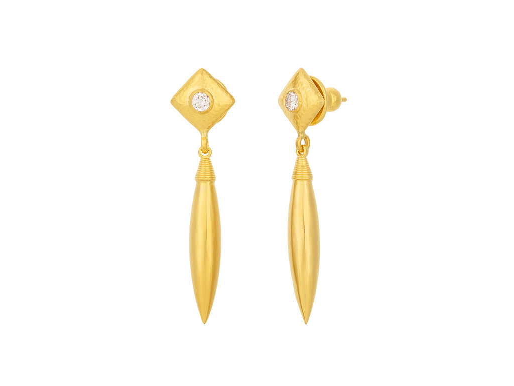 GURHAN, GURHAN Wheat Gold Diamond Single Drop Earrings,