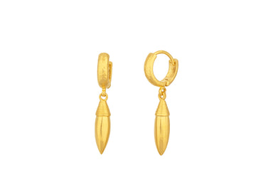 GURHAN, GURHAN Wheat Gold Single Drop Earrings, 10mm Long Wire Wrapped on Huggie Hoop