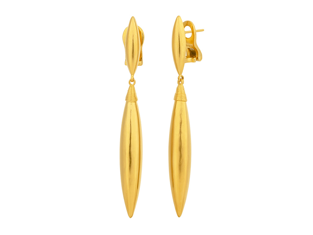 GURHAN, GURHAN Wheat Gold Single Drop Earrings, 45mm Long on Post Top