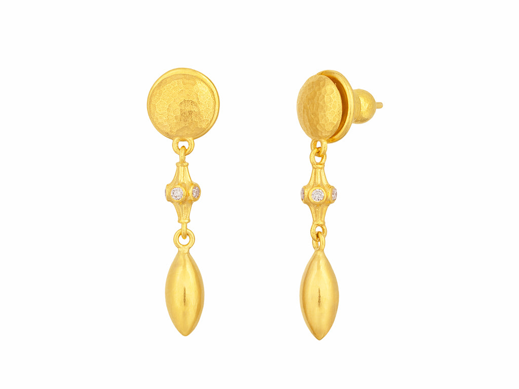 GURHAN, GURHAN Wheat Gold Diamond Single Drop Earrings,