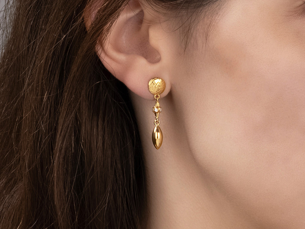 GURHAN, GURHAN Wheat Gold Diamond Single Drop Earrings,