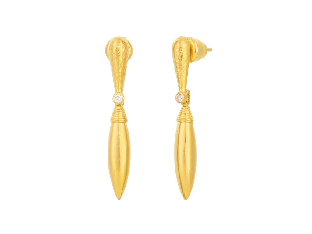 GURHAN, GURHAN Wheat Gold Diamond Single Drop Earrings,