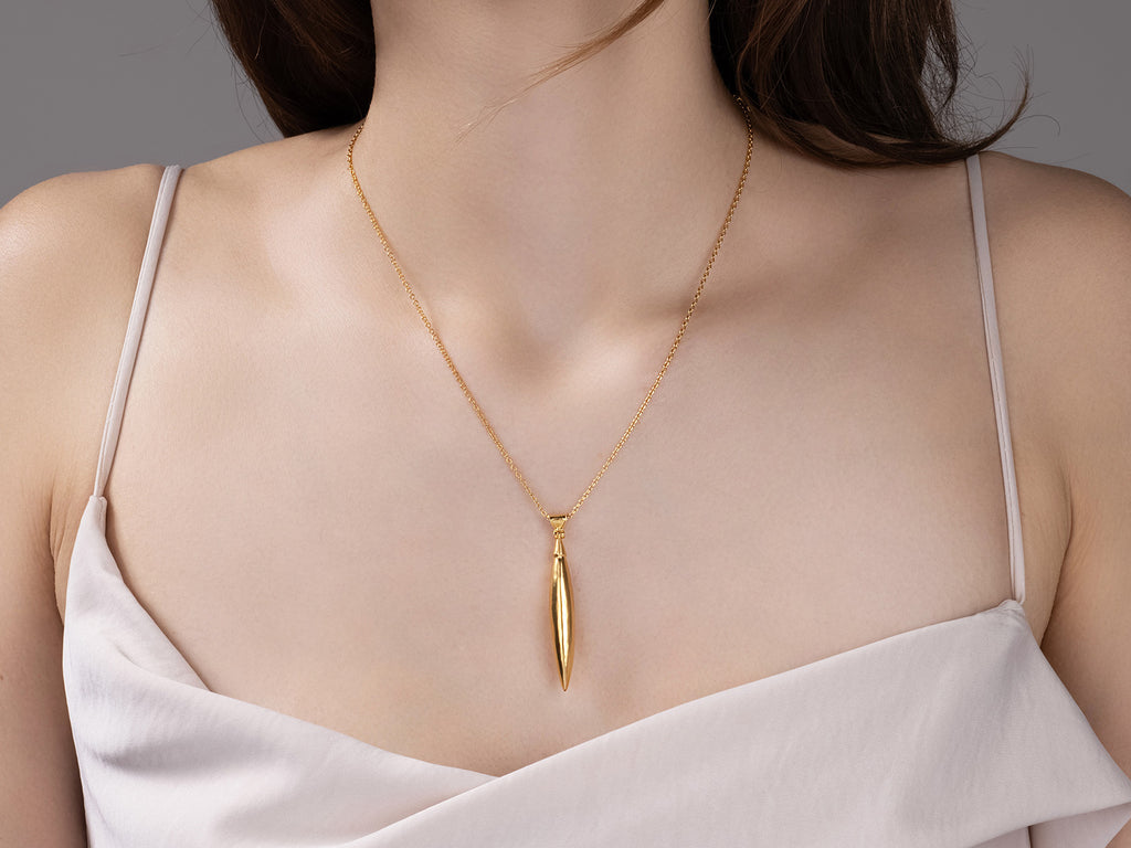 GURHAN, GURHAN Wheat Gold Pendant Necklace, 45mm Long Drop