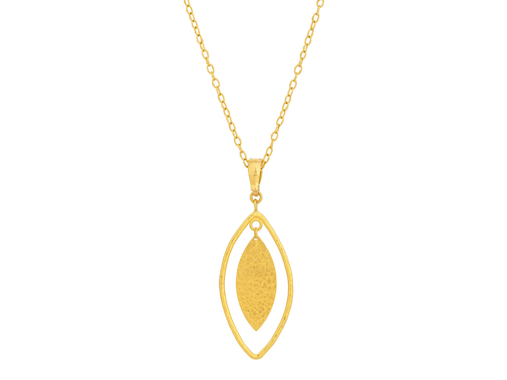 GURHAN, GURHAN Willow Gold Pendant Necklace, Open Marquise