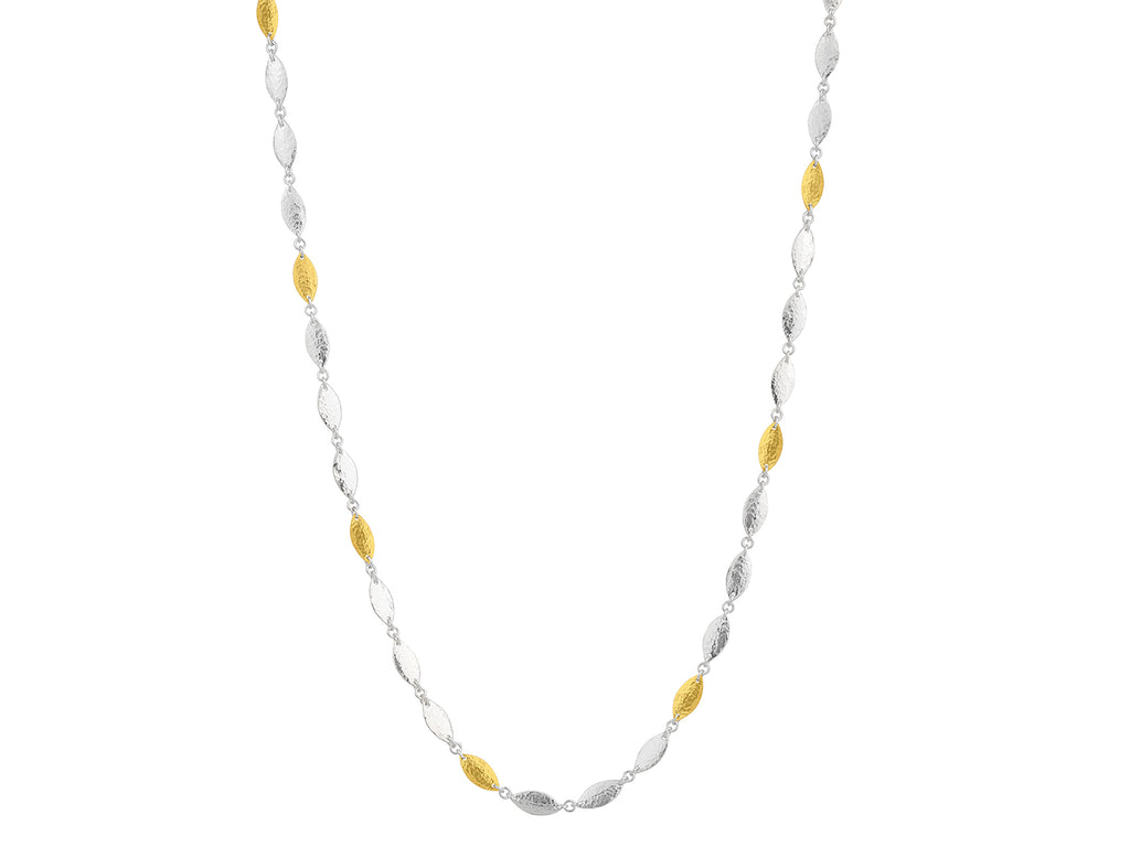 GURHAN, GURHAN Willow Sterling Silver Single-Strand Short Necklace, 12mm Flakes, Gold Accents