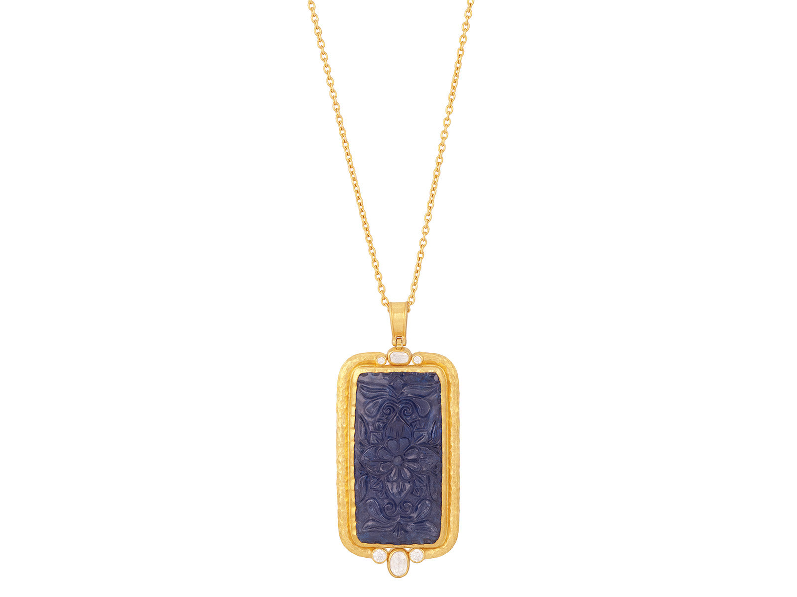 Carved Tanzanite & 24k Gold Necklaces