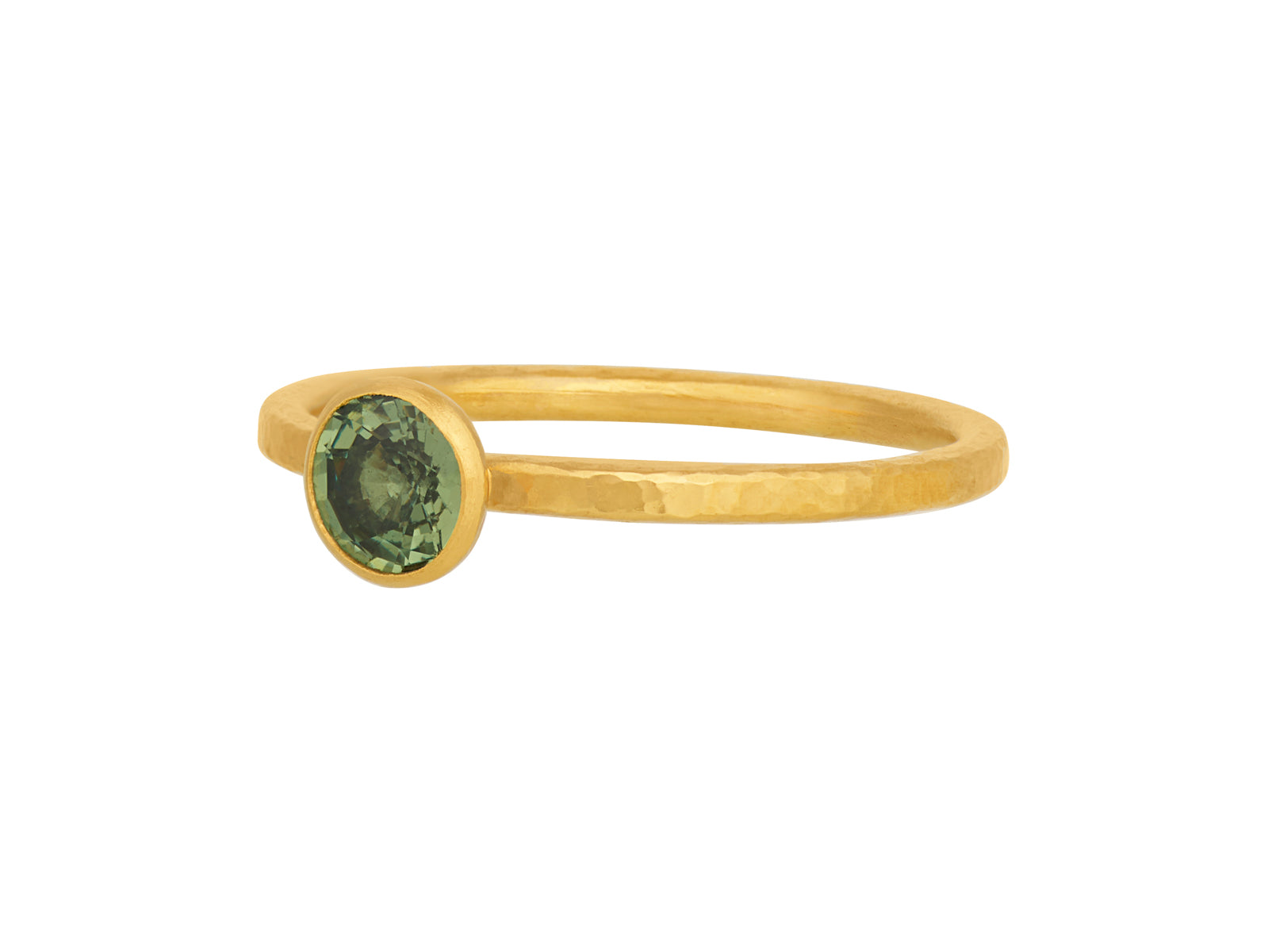 Hand-Hammered Garnet & Demantoid Rings in 24k Gold