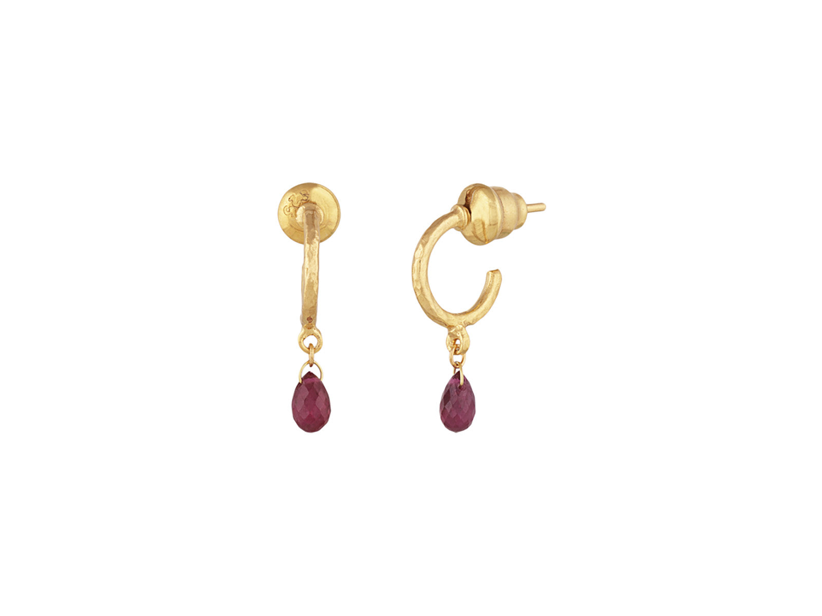 Artisan Ruby Earrings in 24k Gold & Sterling Silver