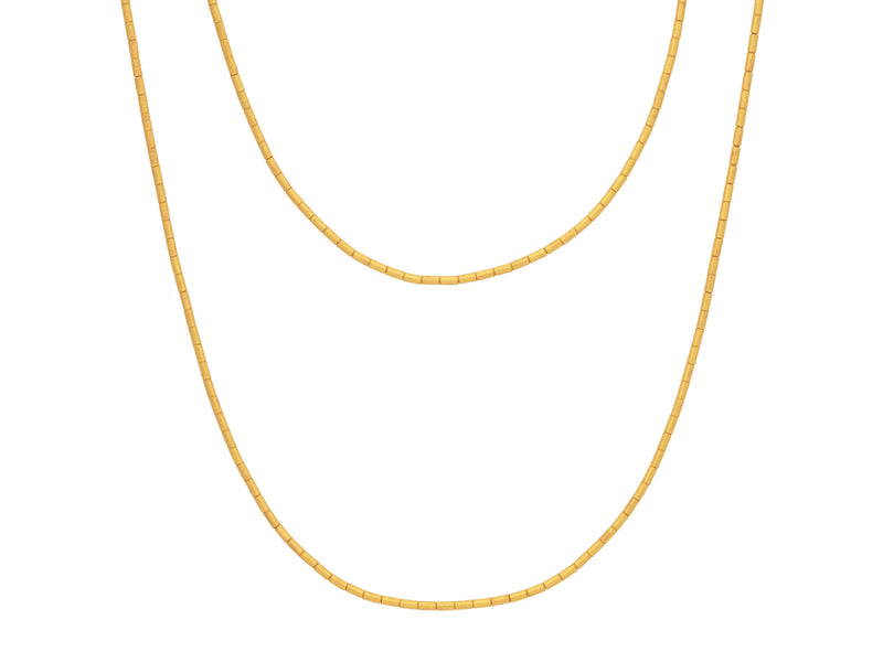 GURHAN Rain 24K Gold Beaded Necklace, Thin Gold Tubes, 40" Long