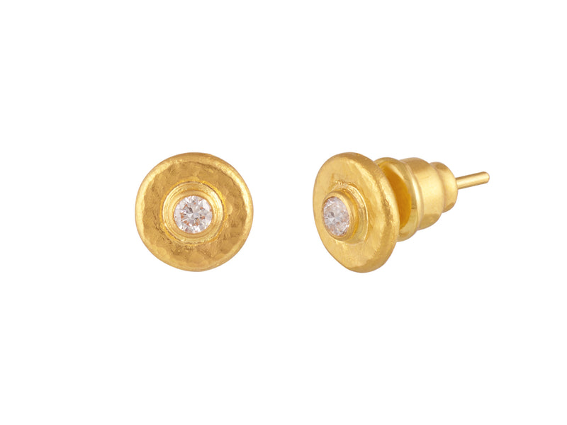 GURHAN Droplet 24K Gold Diamond Post Stud Earrings, 8mm Wide on Post
