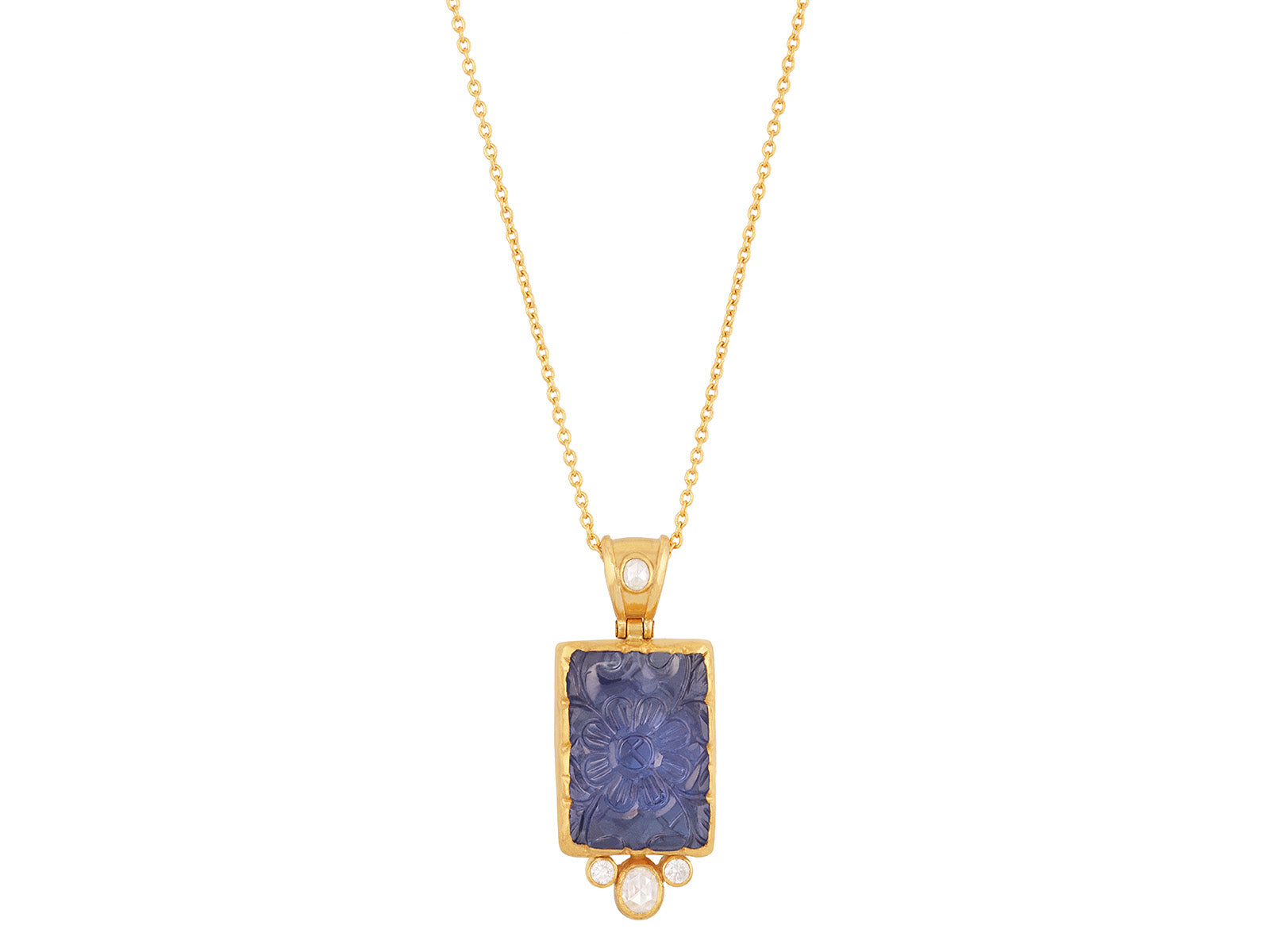 Carved Tanzanite & 24k Gold Necklaces