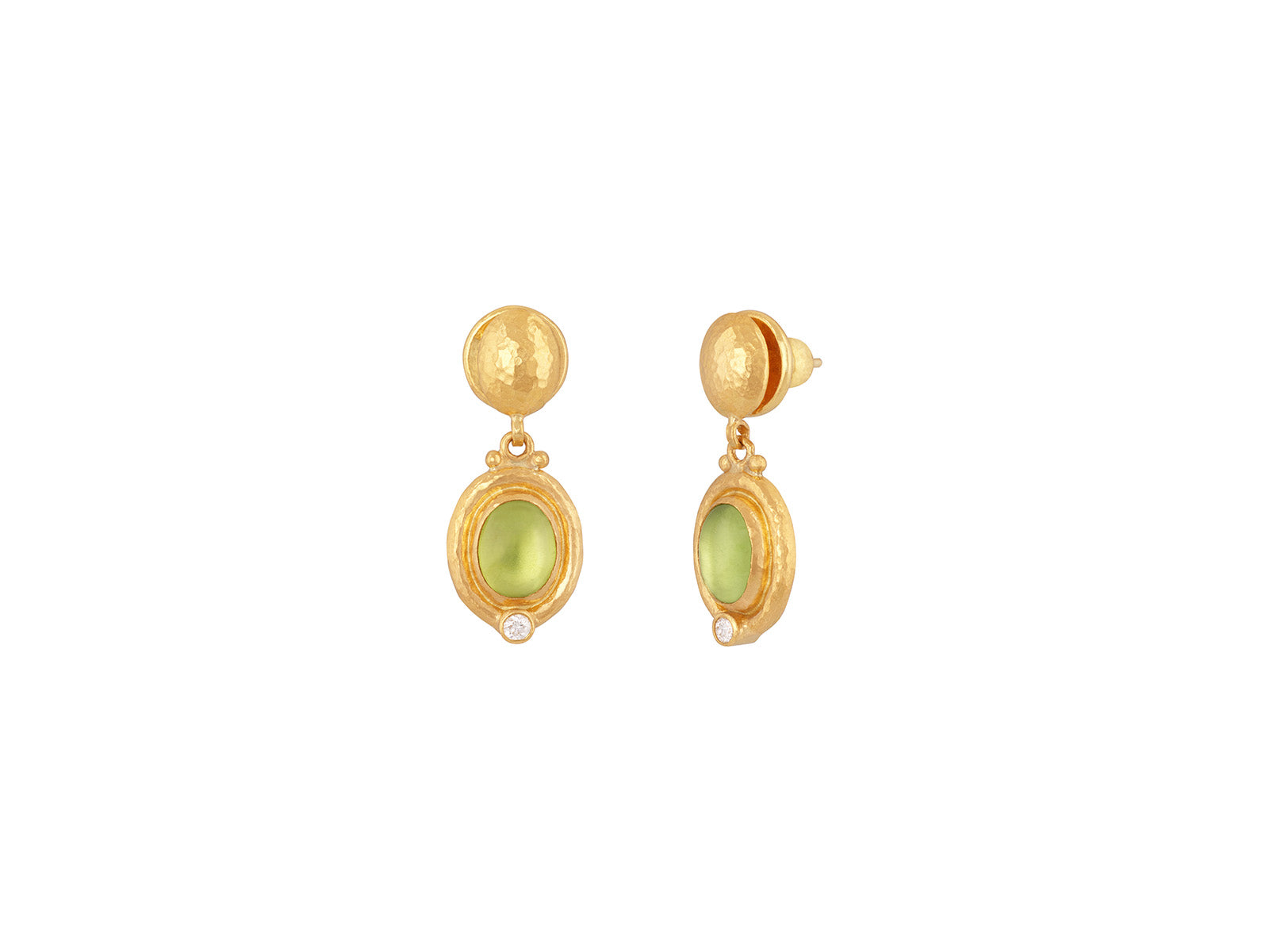 Artisan Peridot Earrings in 24k Pure Gold