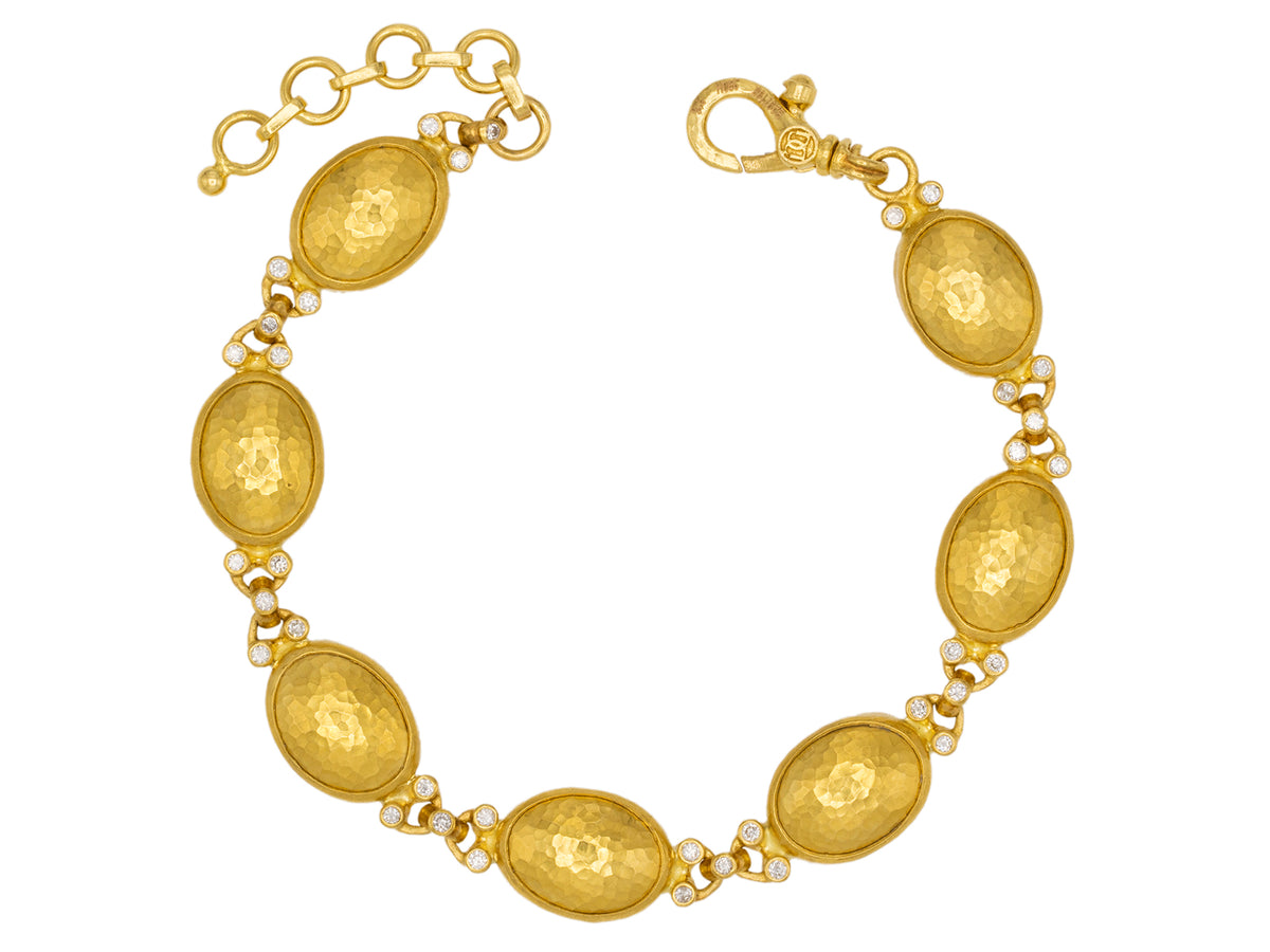 GURHAN, GURHAN Amulet Gold All Around Single-Strand Bracelet, 14x10mm Oval, with Diamond