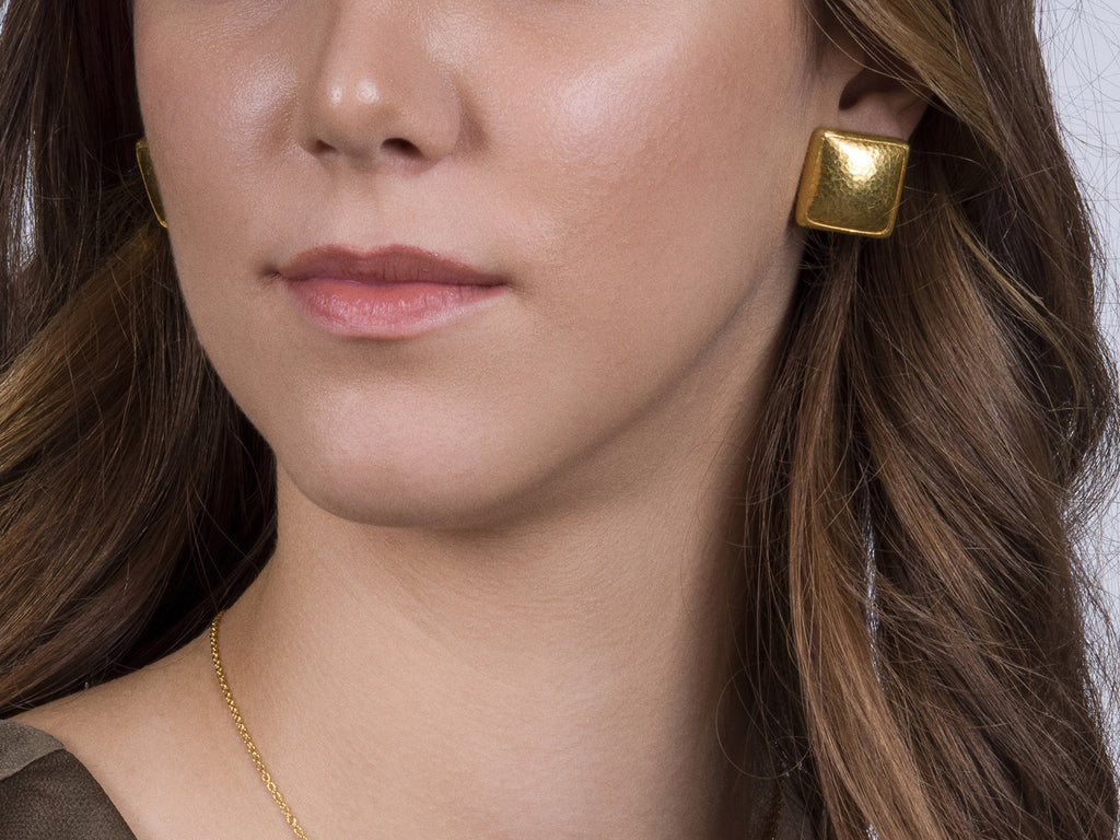 GURHAN, GURHAN Amulet Gold Stud Earrings, 20mm Square