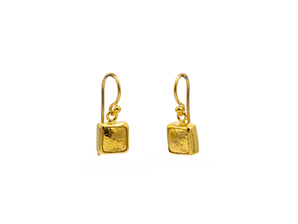 GURHAN, GURHAN Amulet Gold Single Drop Earrings, 9mm Square on Hook, No Stone
