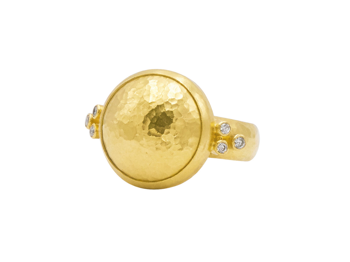 GURHAN, GURHAN Amulet Gold Cocktail Ring, 16mm Round, with Diamond