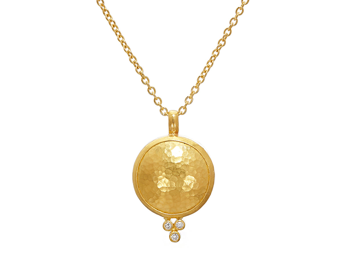 GURHAN, GURHAN Amulet Gold Pendant Necklace, 16mm Round, with Diamond