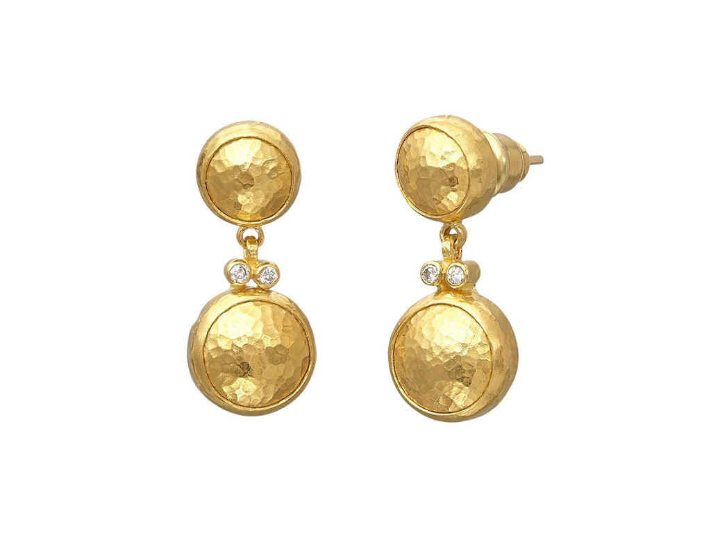 GURHAN, GURHAN Amulet Gold Diamond Single Drop Earrings, 8 and 10mm Round