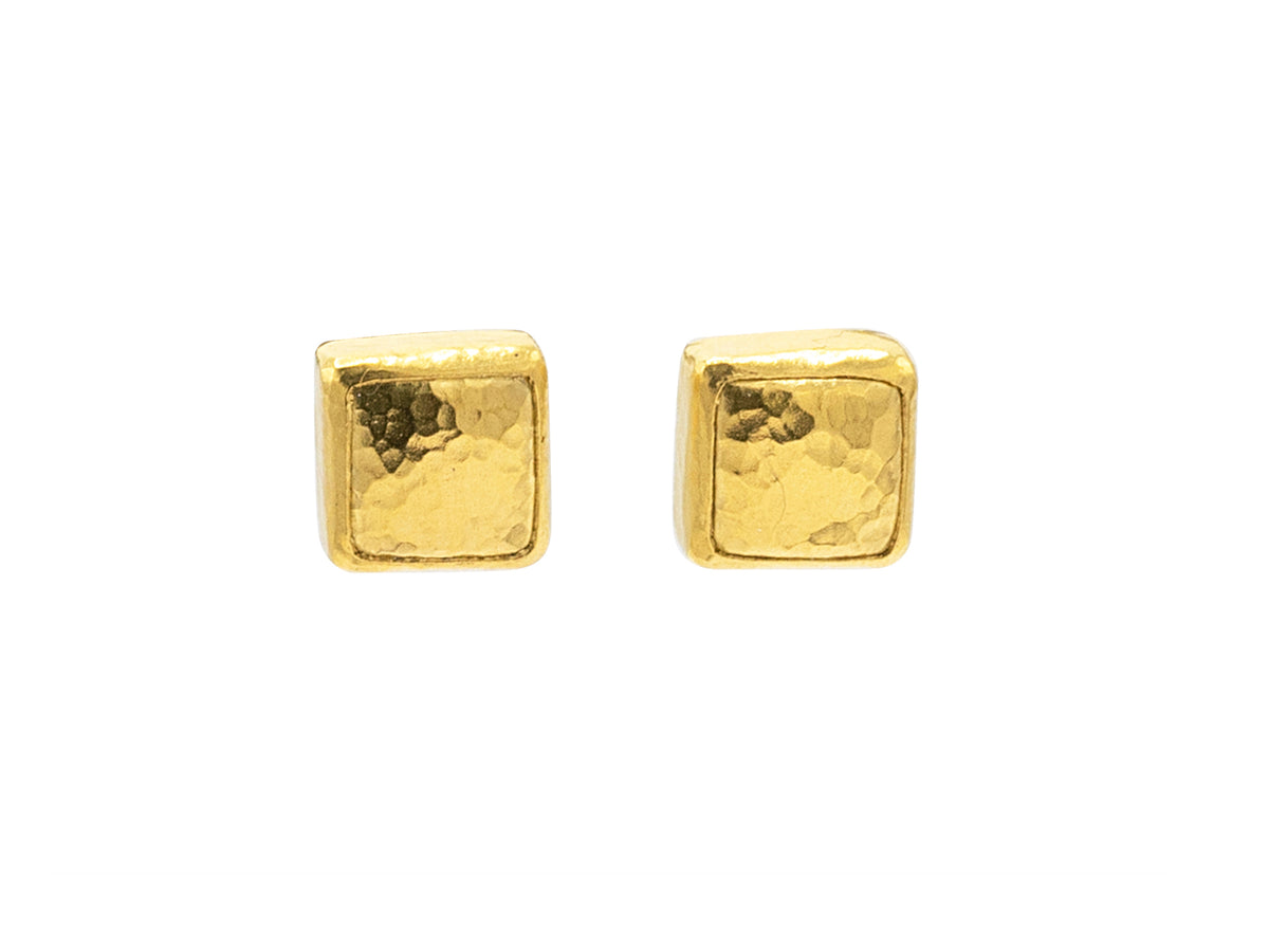 GURHAN, GURHAN Amulet Gold Post Stud Earrings, 9mm Square, with No Stone