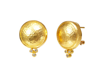 GURHAN, GURHAN Amulet Gold Clip Post Stud Earrings, 16mm Round, Diamond