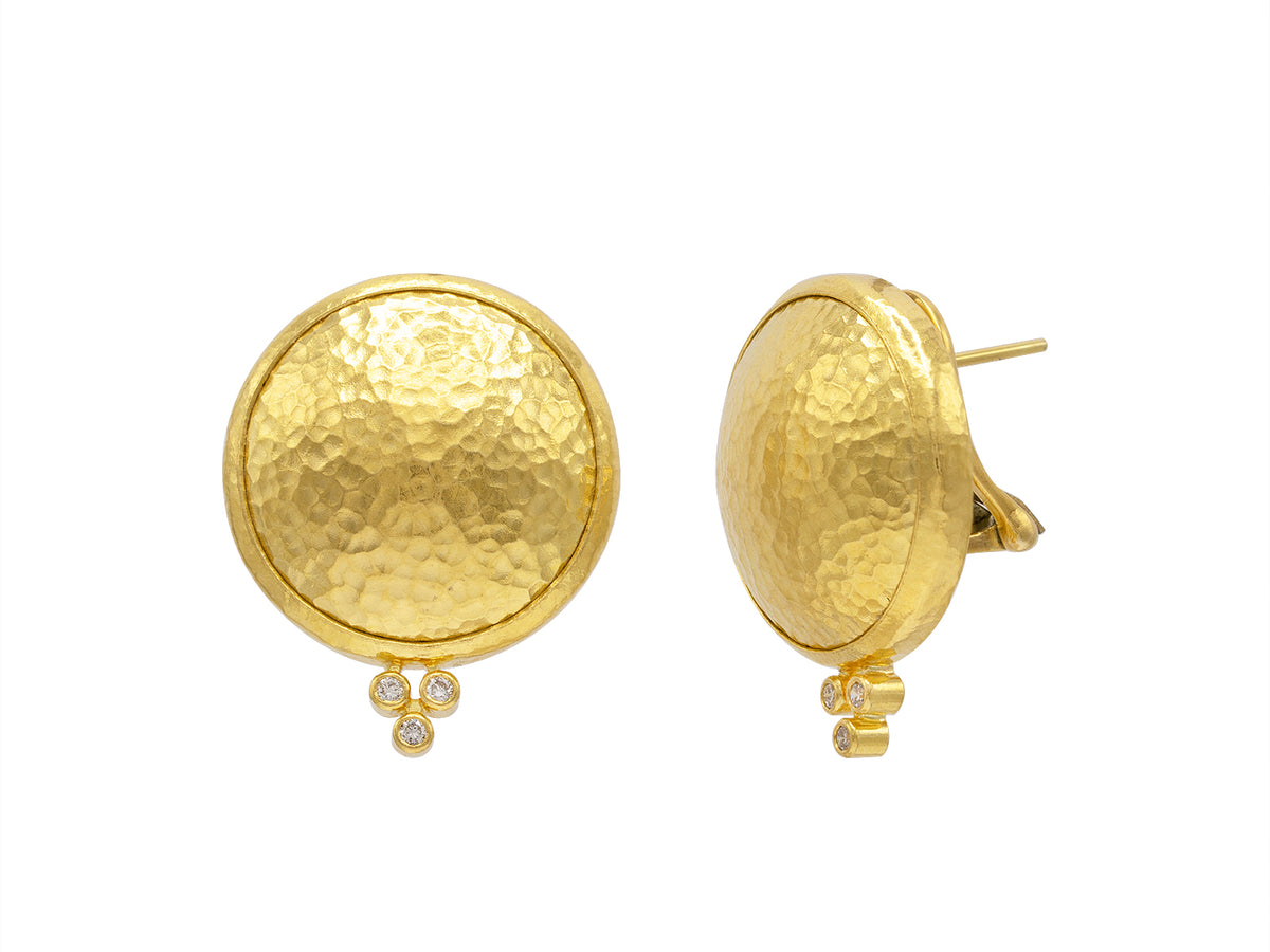 GURHAN, GURHAN Amulet Gold Clip Post Stud Earrings, 22.5mm Round, with Diamond
