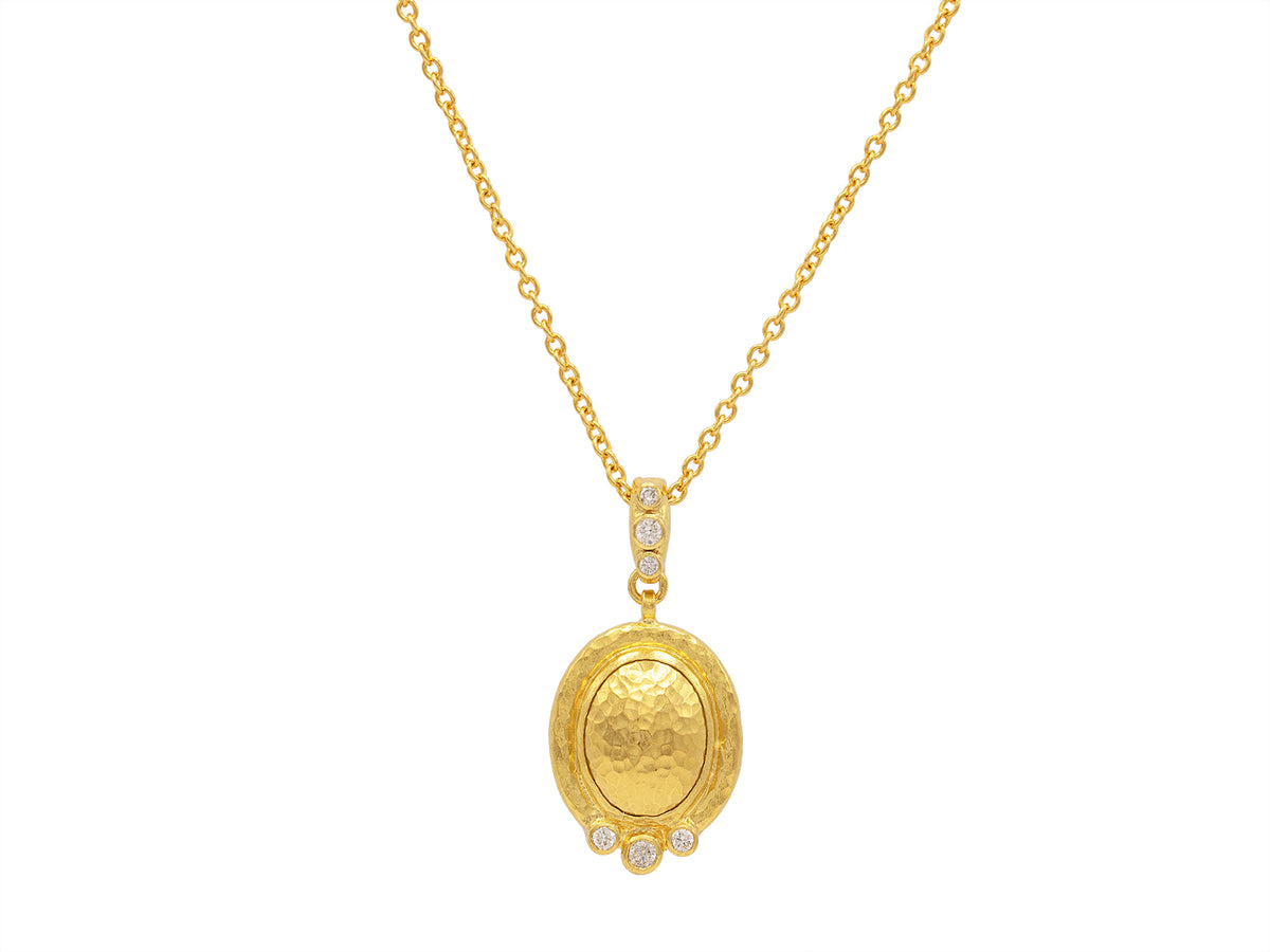 GURHAN, GURHAN Amulet Gold Pendant Necklace, 13x10mm Oval, Diamond