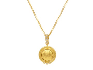 GURHAN, GURHAN Amulet Gold Pendant Necklace, 16.5mm Round with Wide Frame, with Diamond