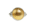 GURHAN, GURHAN Amulet Sterling Silver Cocktail Ring, 16mm Round, No Stone, Gold Accents