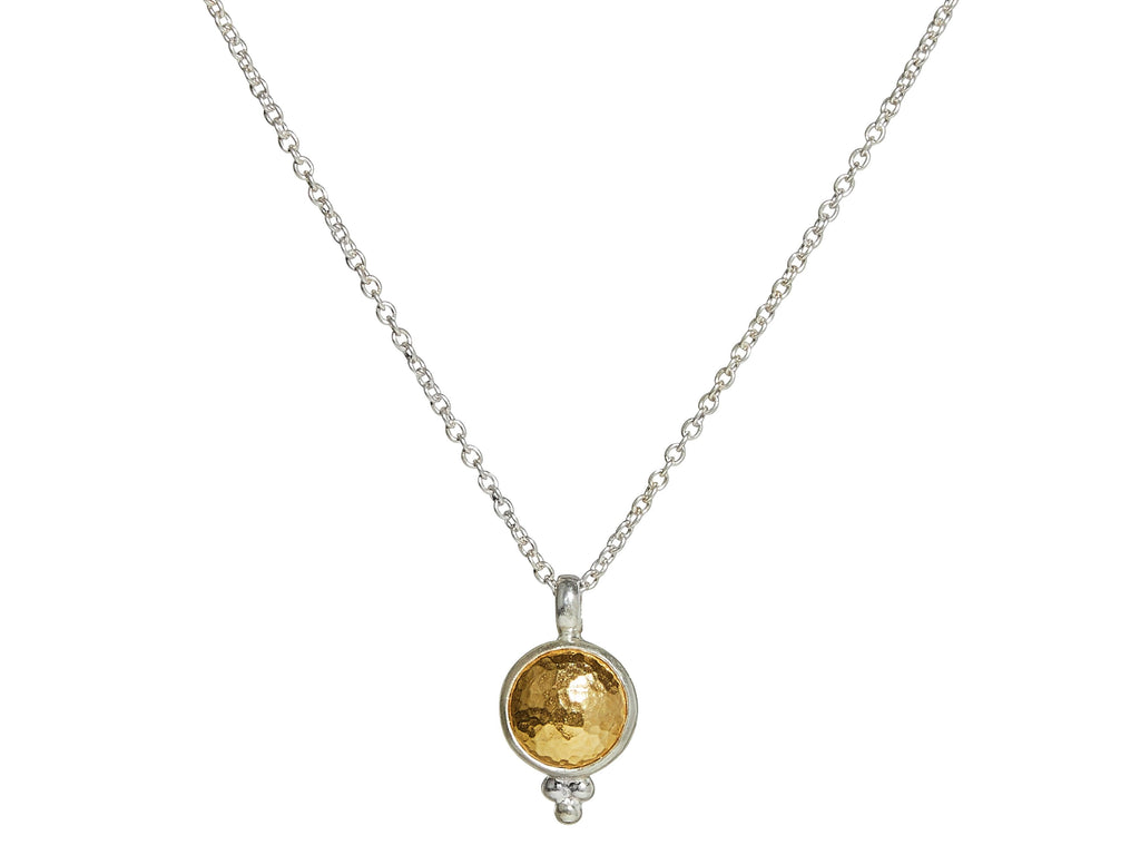 GURHAN, GURHAN Amulet Sterling Silver Pendant Necklace, 10mm Round Dome, Gold Accents