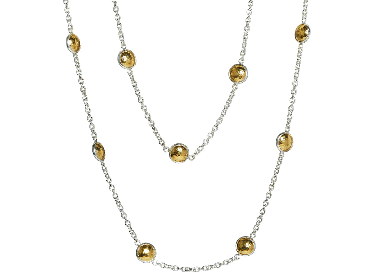 GURHAN, GURHAN Amulet Sterling Silver Station Long Necklace, 10mm Round, with No Stone & Gold Accents