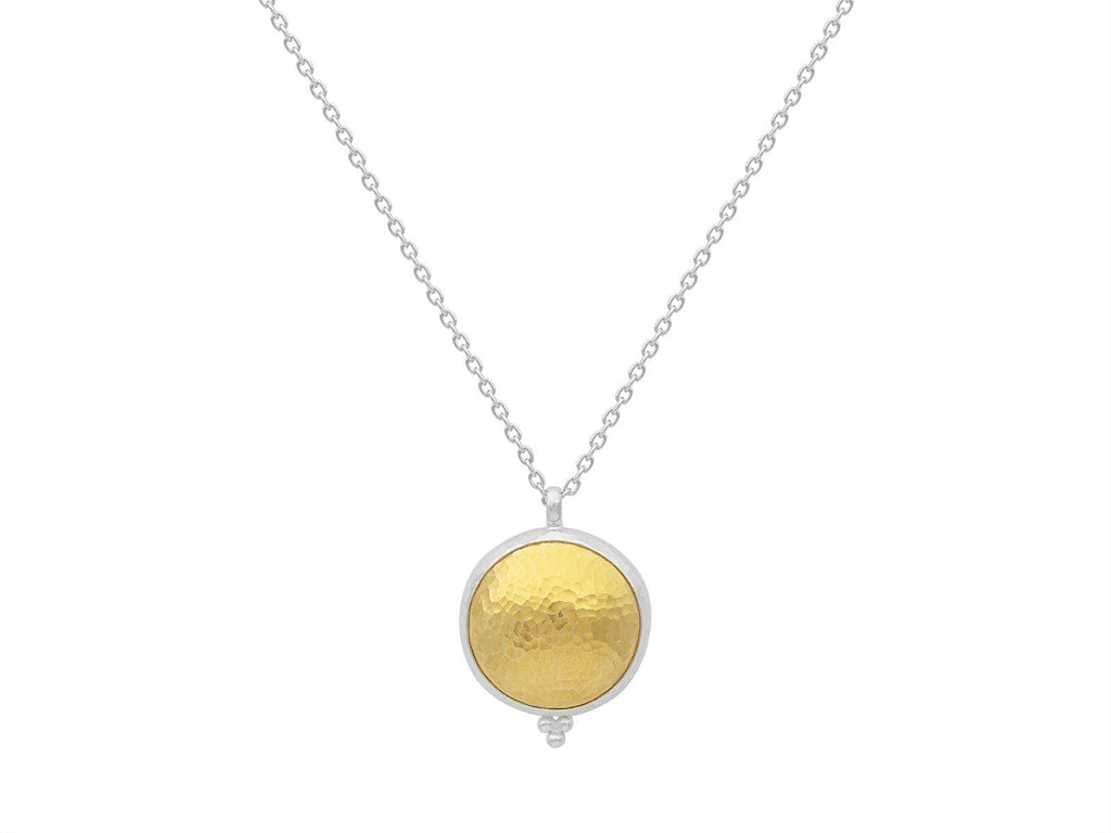 GURHAN, GURHAN Amulet Sterling Silver Pendant Necklace, 20mm Round Dome, Gold Accents
