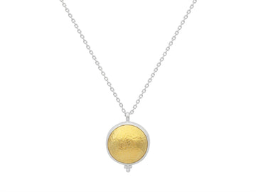 GURHAN, GURHAN Amulet Sterling Silver Pendant Necklace, 20mm Round Dome, Gold Accents