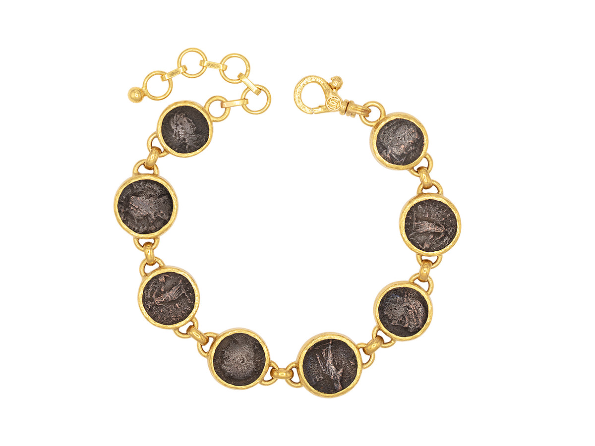 GURHAN, GURHAN Antiquities Gold All Around Single-Strand Bracelet, Oval Links, with Coins