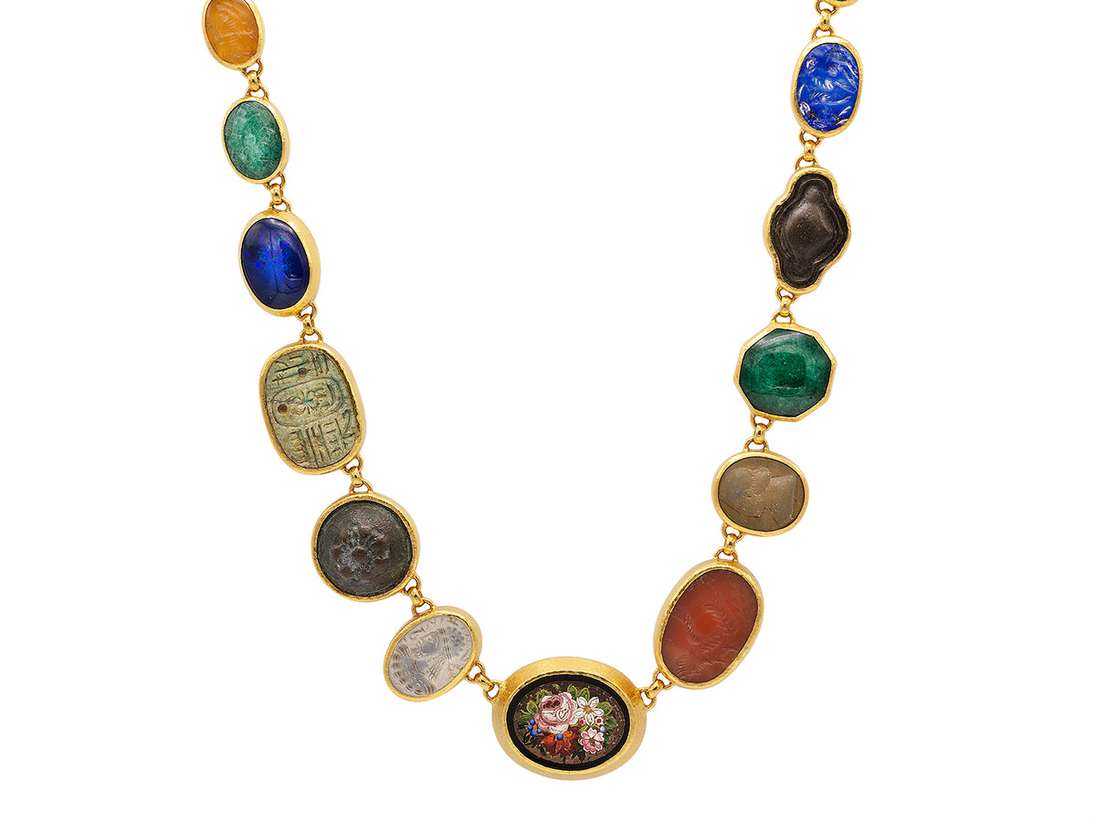 GURHAN, GURHAN Antiquities Gold All Around Short Necklace, Large Elements, with Mixed Antiquities and Stones