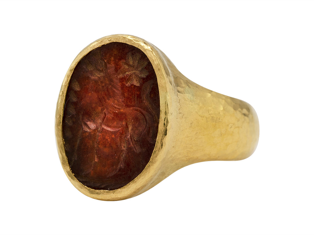 GURHAN, GURHAN Antiquities Gold Center Stone Ring,  with Intaglio
