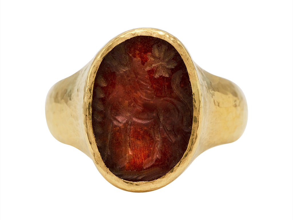 GURHAN, GURHAN Antiquities Gold Center Stone Ring,  with Intaglio
