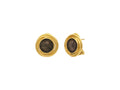 GURHAN, GURHAN Antiquities Gold Clip Post Stud Earrings, 12mm Round Set in Wide Frame, with Coin