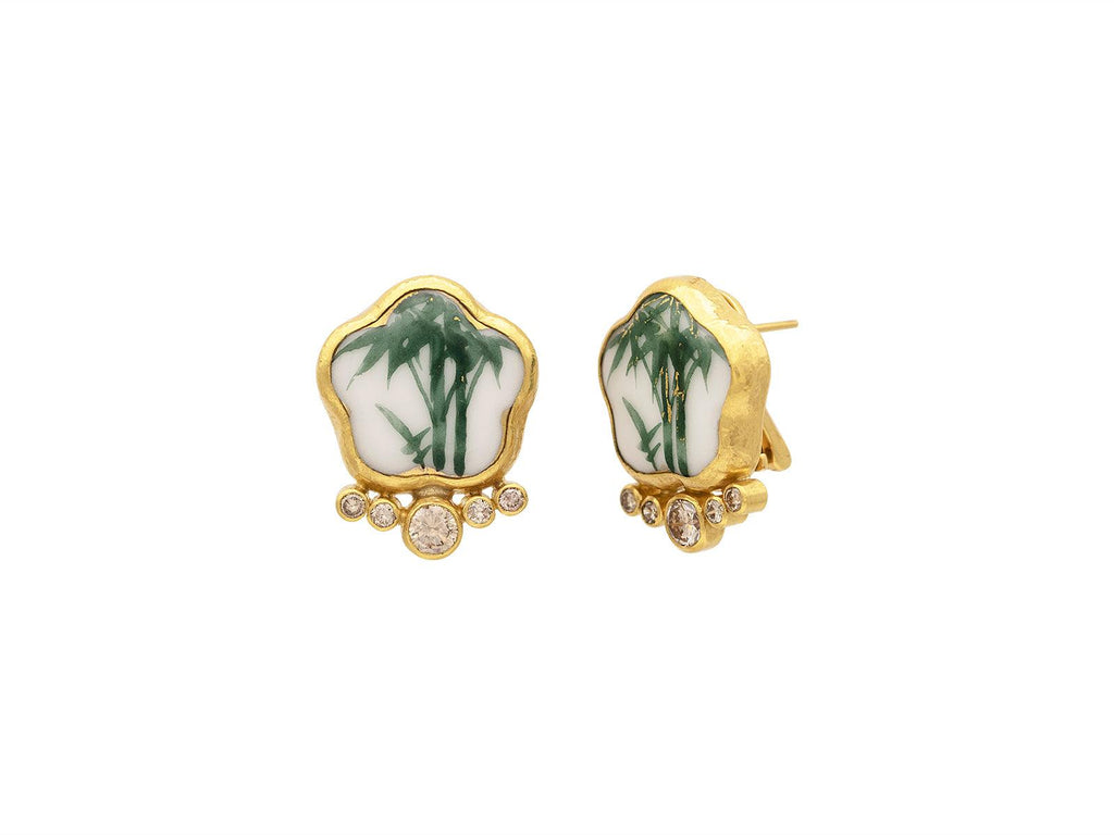 GURHAN, GURHAN Antiquities Gold Satsuma Stud Earrings, 19x17mm Bamboo Motif