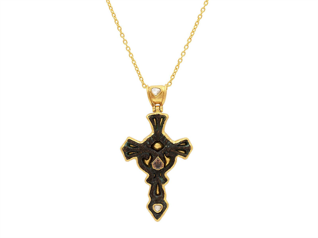 GURHAN, GURHAN Antiquities Gold Bronze Cross Pendant Necklace, 47x30mm