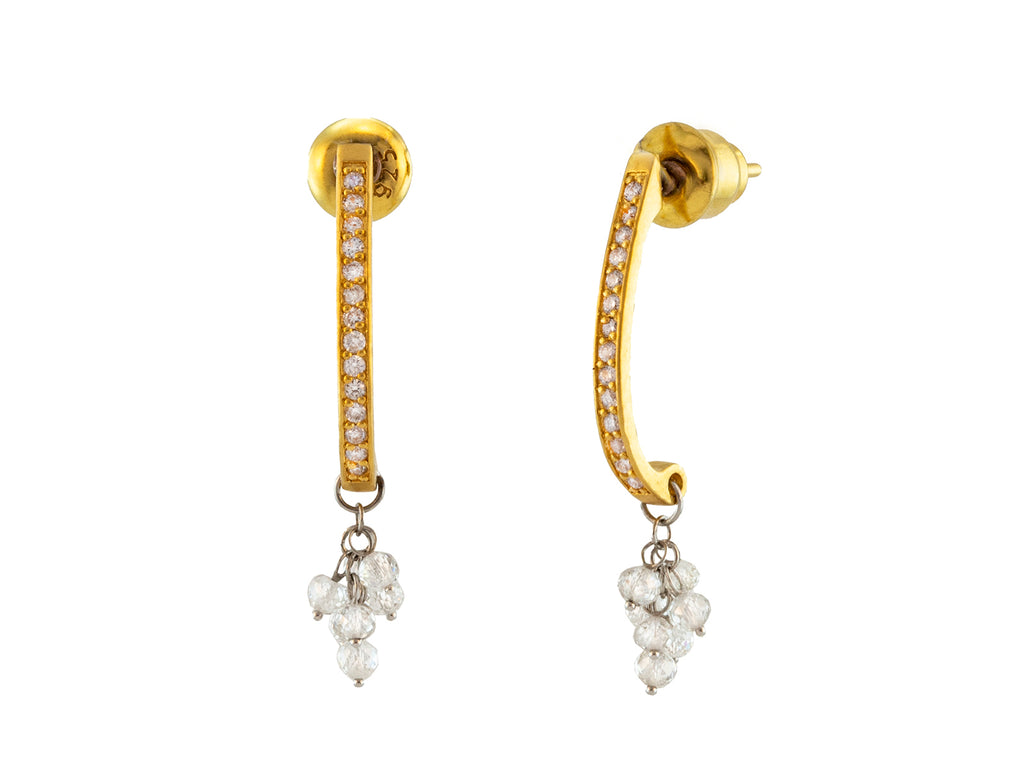 GURHAN, GURHAN Boucle Gold Drop Earrings, Small Half Hoop, with Diamond