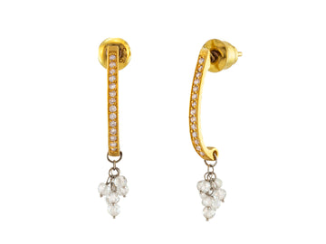GURHAN, GURHAN Boucle Gold Drop Earrings, Small Half Hoop, with Diamond